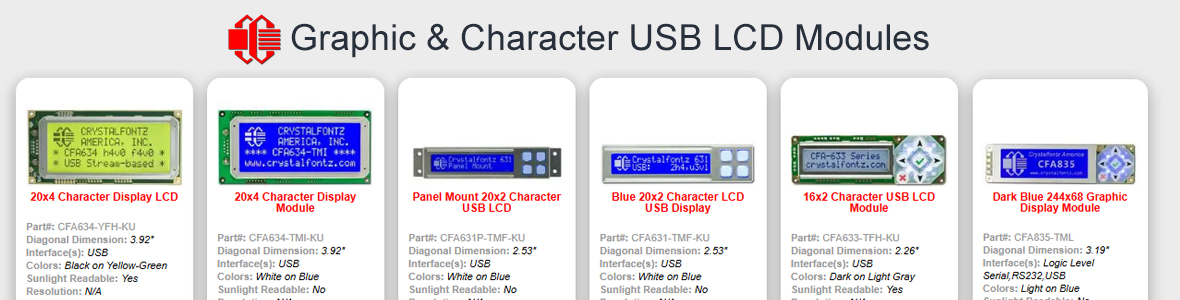 USB LCD Displays - Graphic and Character LCDs with a Keypad